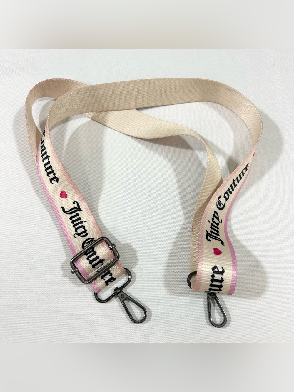 Replacement Juicy Couture Logo Bag Strap Beige Pink Heart Gunmetal Adjustable